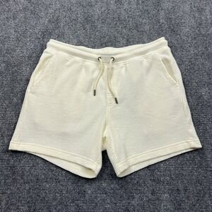 Dandy Del Mar Cannes Shorts Mens Large Cream Waffle Knit Drawstring Lounge 5"